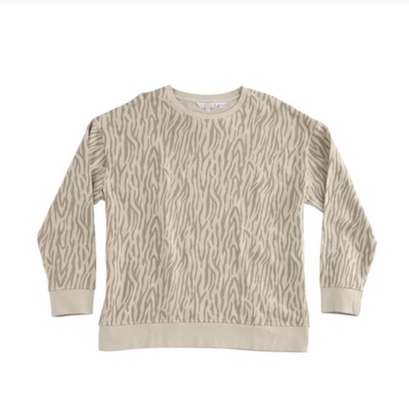 NWOT- Beige/White Oversized Animal Print Sweatshirt - Picture 2 of 2